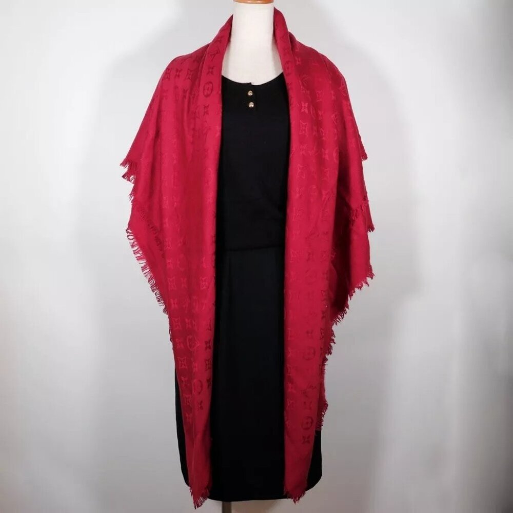 LOUIS VUITTON Shoal monogram Stall M72237 Large format stall Red silk/wool